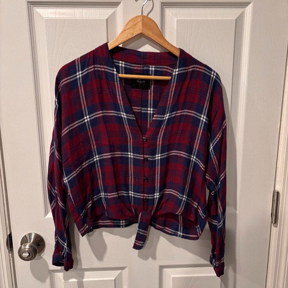 Anthropologie Rails Sloane Cropped Button Up Tie Front Blouse